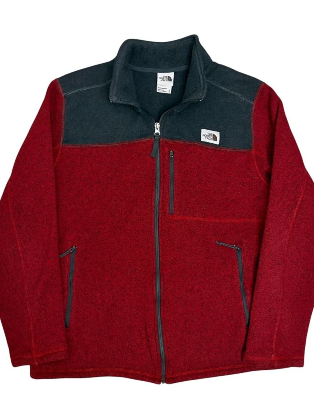 THE NORTH FACE Fleece Jacket Full Zip Red Winter Coat Mens XL